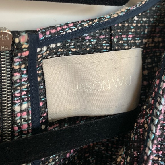 Jason Wu Twist Front Tweed Midi Cocktail Sheath Dress - Size 2 - Picture 8 of 14